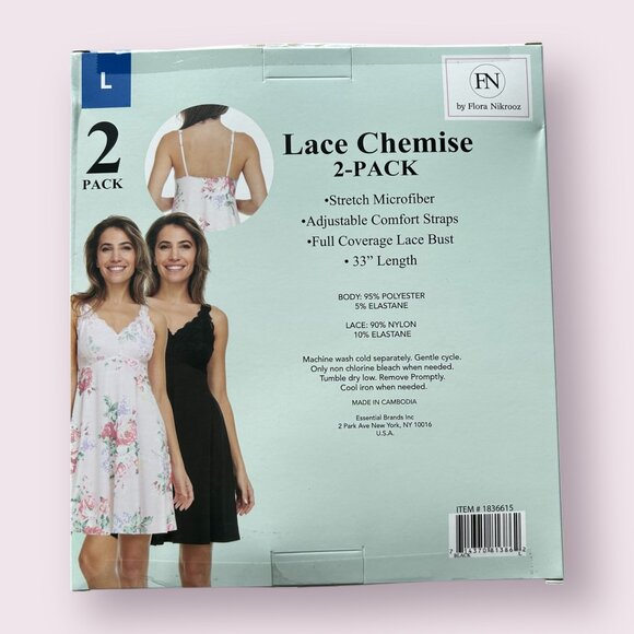 Flora Nikrooz Women's Lace Chemise, 2-pack- MultiColors Size L - Picture 2 of 8